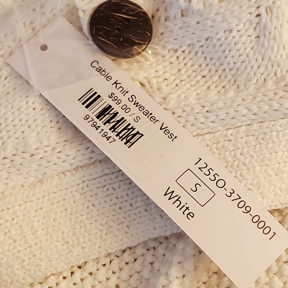 TRIBAL Size S White Cable Knit Sweater Vest - Picture 4 of 9